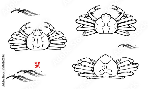手描きの蟹　線画