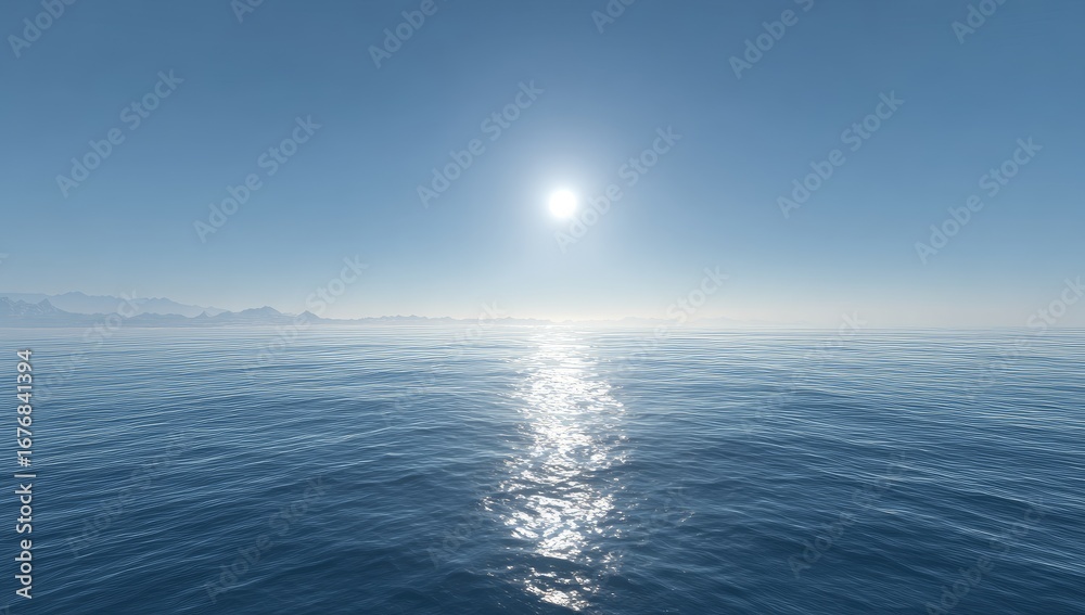 Fototapeta premium Tranquil ocean scene under a bright sun