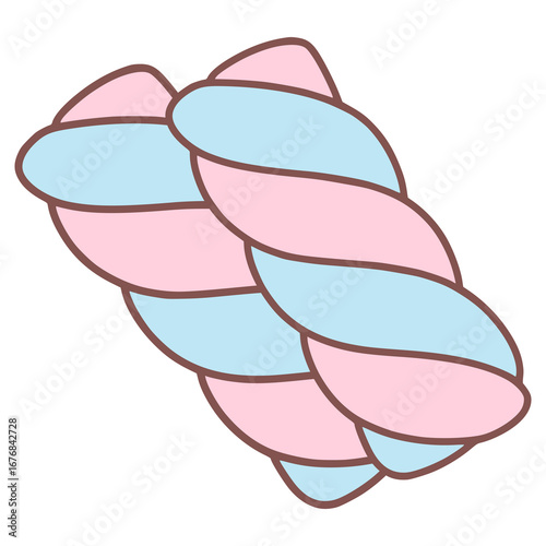 sweet twisted marshmallow flat color vector illustration template design