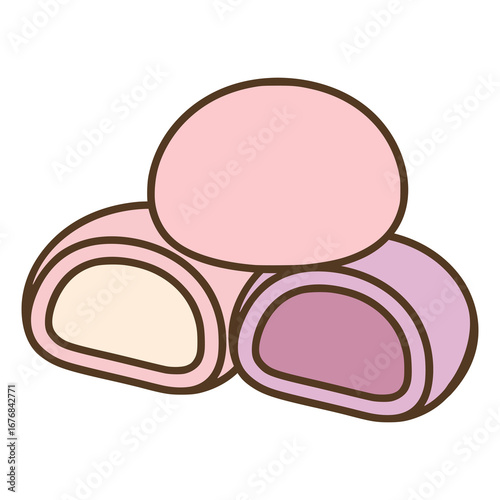 sweet ice cream mochi dessert flat color vector illustration template design