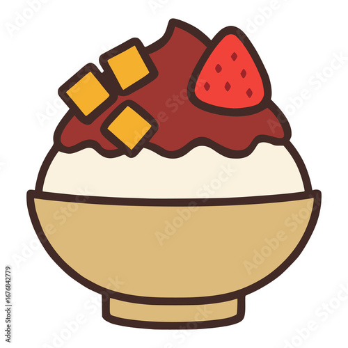 patbingsu korean ice cream flat color vector illustration template design