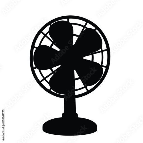 Black silhouette of a desk fan on white background 2
