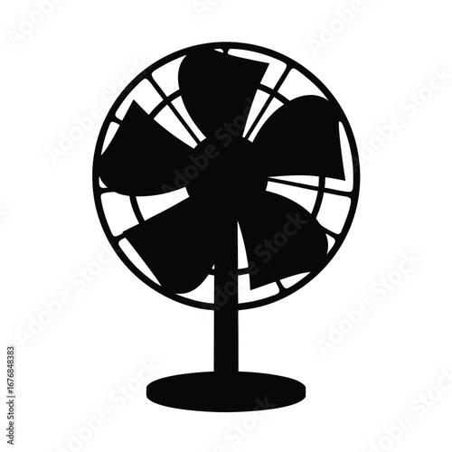 Black silhouette of a desk fan on white background 7
