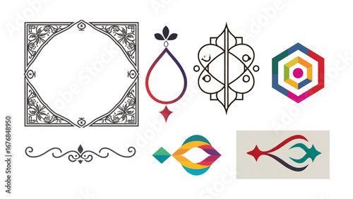 set ornamental element vector icon