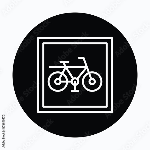 Bicycle Parking Vector Icon, Isolated Vector Circular Style Icon,