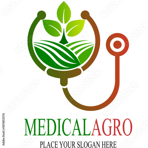 Medical agriculture logo template premium vector