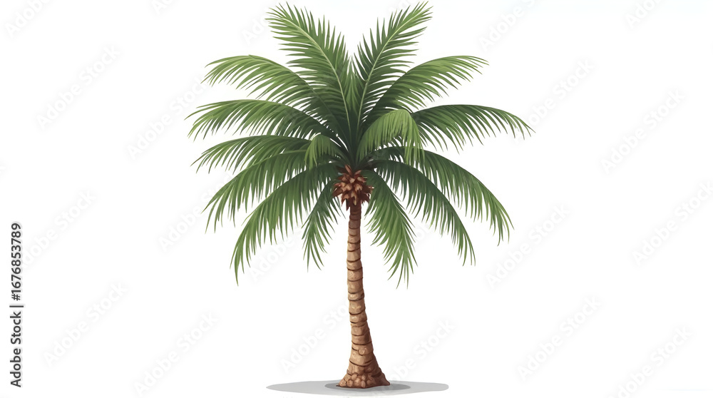 Obraz premium Tropical Palm Tree Isolated on White Background Summer Vacation Symbol