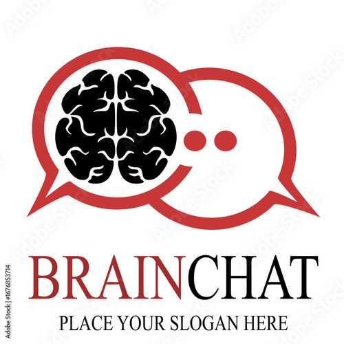 Brain chat logo design template