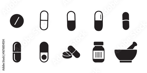 Minimal pharmaceutical icons collection
