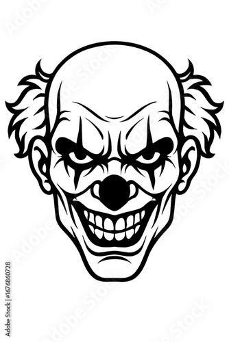 Creepy Clown Face Icon for Halloween and Horror Themes