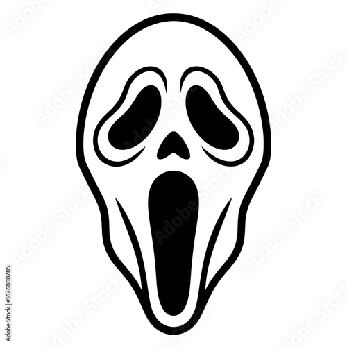 Horror Scream Ghost Mask Icon for Halloween and Spooky Themes