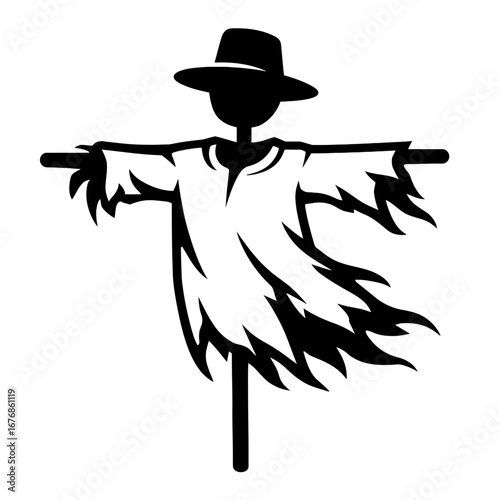 Simple Scarecrow Icon Vector - Classic Symbol of Autumn and Harvest