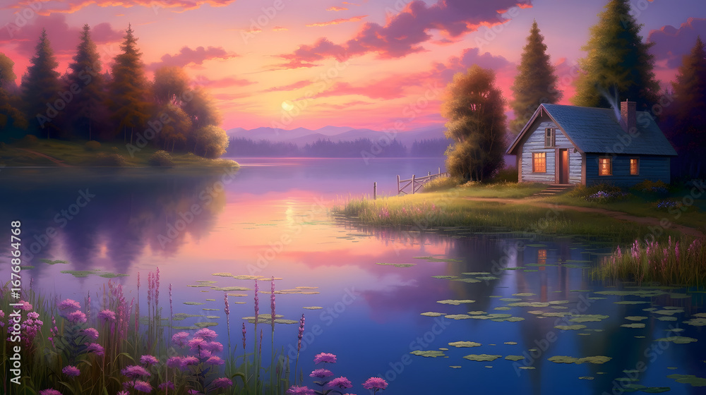 Fototapeta premium morning on the lake