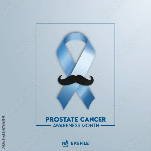 Prostate Cancer Awareness Month - Blue Ribbon - Typography
