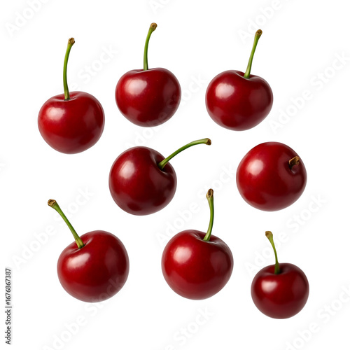 Fresh Red Cherries Isolated on White Background