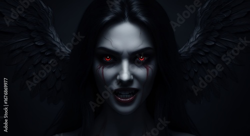 Dark dramatic scary woman portrait