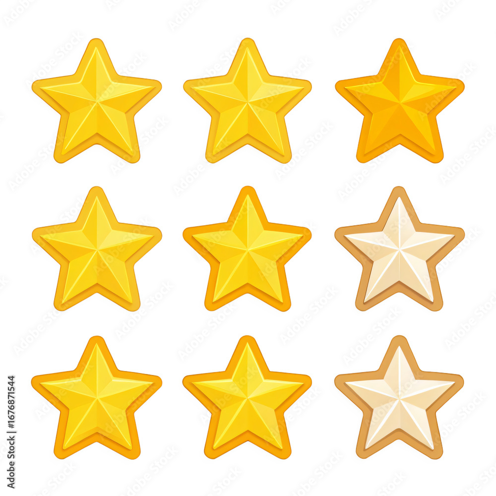 Fototapeta premium Nine Shining Stars Perfect for Rating Systems Reviews and Feedback Design Isolated On Transparent Background
