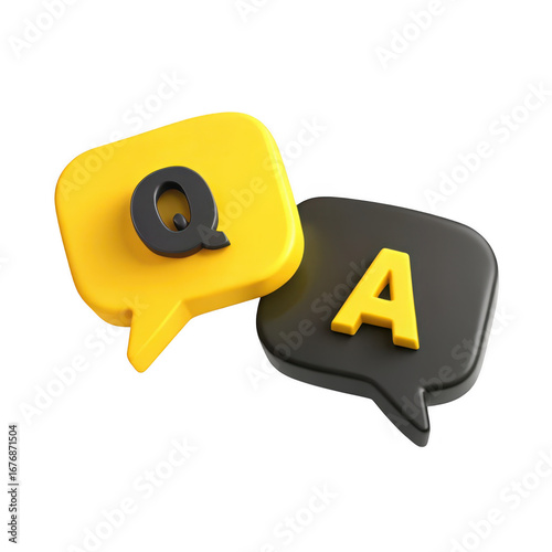 3d question and answer speech bubbles isolated on transparent background
