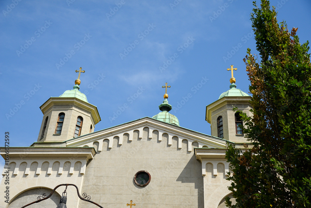 Fototapeta premium August 30, 2025 - Belgrade, Serbia. Exterior of the Serbian Orthodox Christian Church of the Ascension