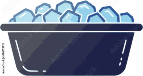 Ice bath tub outline icon vector Silhouette illustration isolated on white background