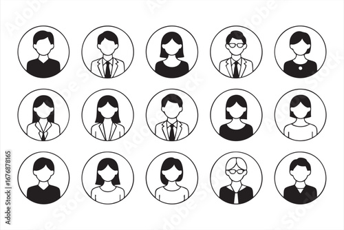 Professional user profile icons business team circle vector