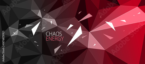 Polygonal vector abstract background, 3D low poly dark hot surface structure with chaos motion of debris particles, broken elements flying dynamism, hot energy.