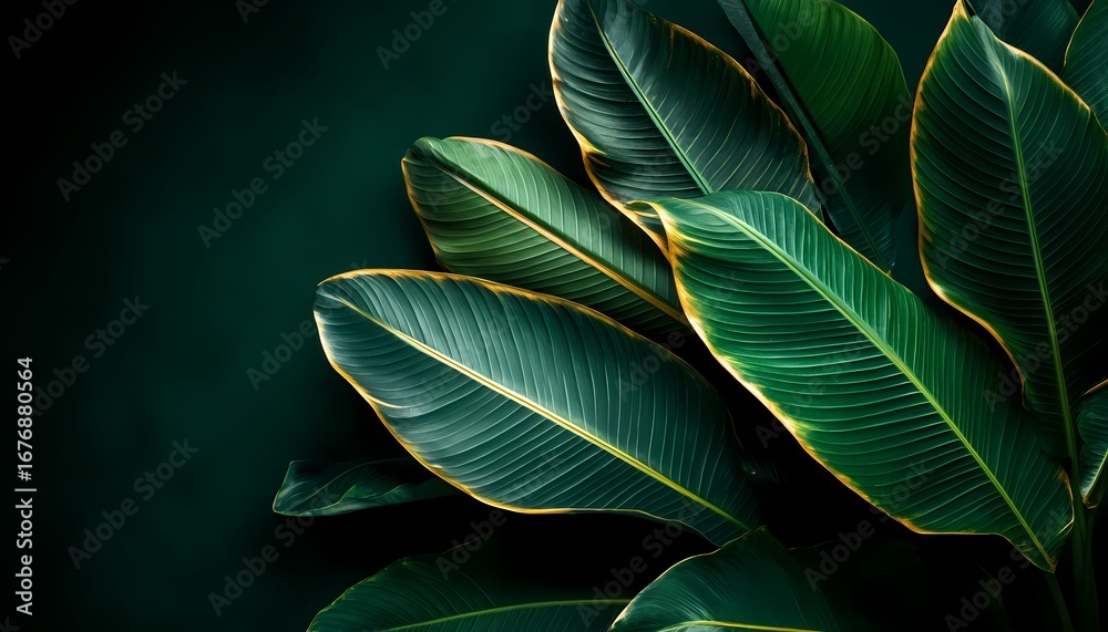 Naklejka premium Bold tropical leaves in vibrant colors