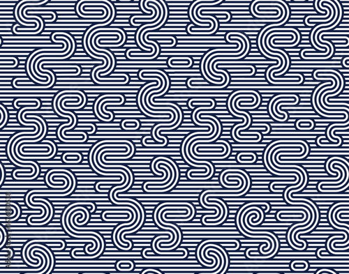 Linear seamless pattern, vector stripy geometric abstract background, tiling art runny dynamic lines, funky endless retro wallpaper.