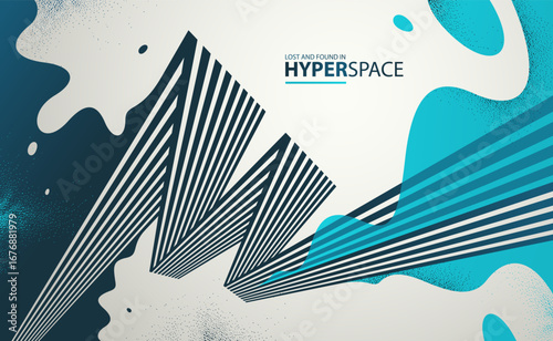 Dynamic vector abstract background, lines in perspective with energy blast of a lava fluid in 3D space, splash in motion, modern creative art wallpaper.