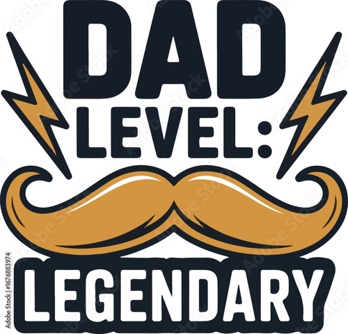 Legendary dad level achieved fatherhood t shirt design isolated on transparent background