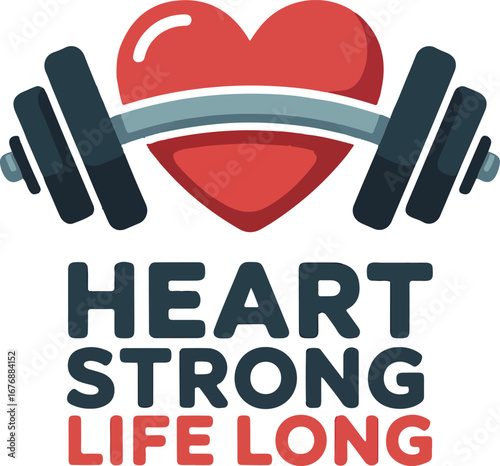 Heart strong life long typography t shirt design illustration isolated on transparent background