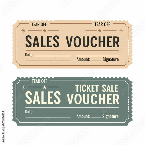 Classic set of ticket templates for various events. Vector coupons on white background