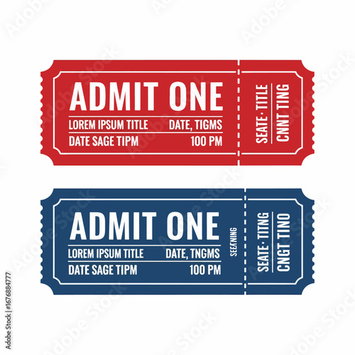 Admit one ticket, Vector illustration of a ticket, Cinema ticket