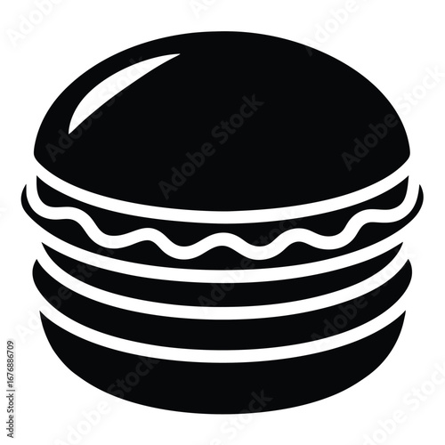 Black and White Graphic of a MultiLayered Sandwich or Burger Illustration
