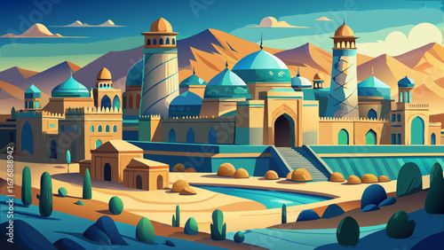 The ancient city of Bukhara in Uzbekistan glows under the desert sun, with turquoise domes and intricate madrasas reflecting centuries of Silk Road heritage, preserved in breathtaking architectural ha