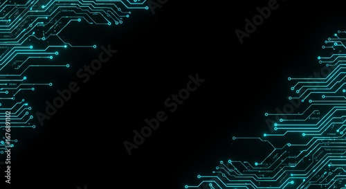 Abstract teal circuit board pattern background design