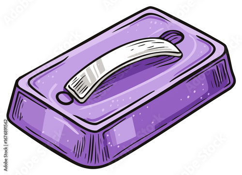Vector illustration of a purple plastic soap dish container for bathroom and travel