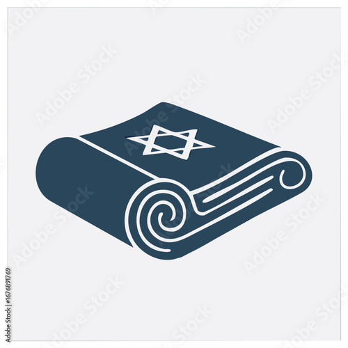 Torah scroll with Star of David symbol on a clean background, representing Jewish heritage and scripture