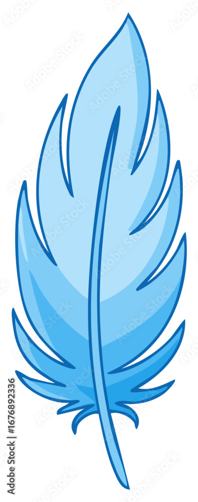 Obraz premium Light Blue Feather Illustration Detailed Design with Dark Blue Outline