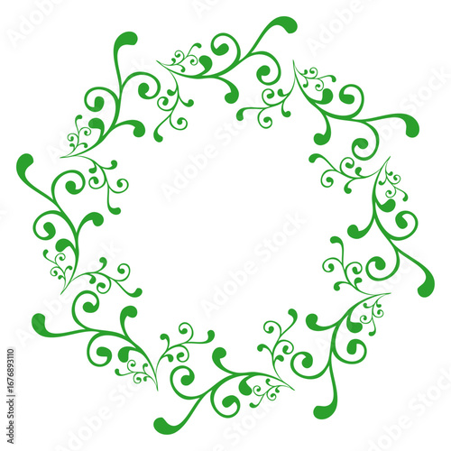 Tiempo de Navidad. Logo con corona navideña circular con filigranas para tarjetas y felicitaciones 