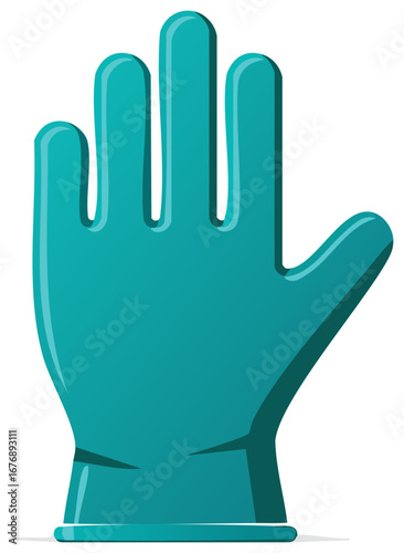 Teal disposable medical glove vector icon for hygiene safety and healthcare