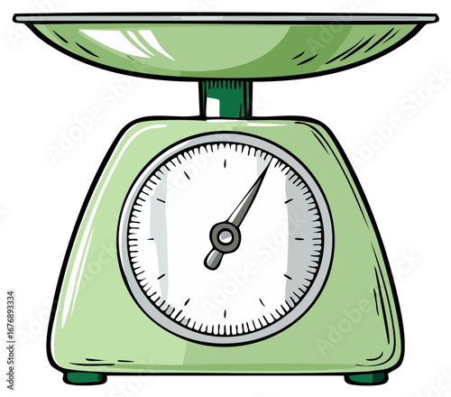 Green Vintage Kitchen Scale Illustration