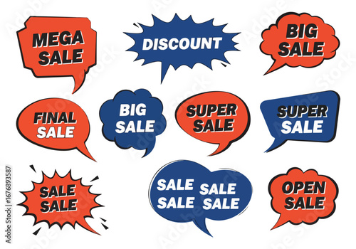 Set of colorful sale stickers