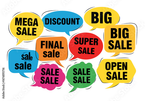 Set of speech bubbles, Set of colorful sale labels, Set of Comics sale labels