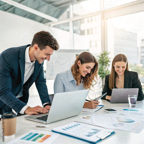Modern Office Teamwork and Collaboration.