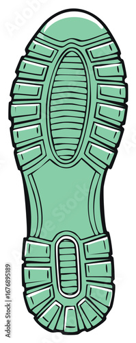 Mint Green Shoe Sole with Tread Cartoon Style