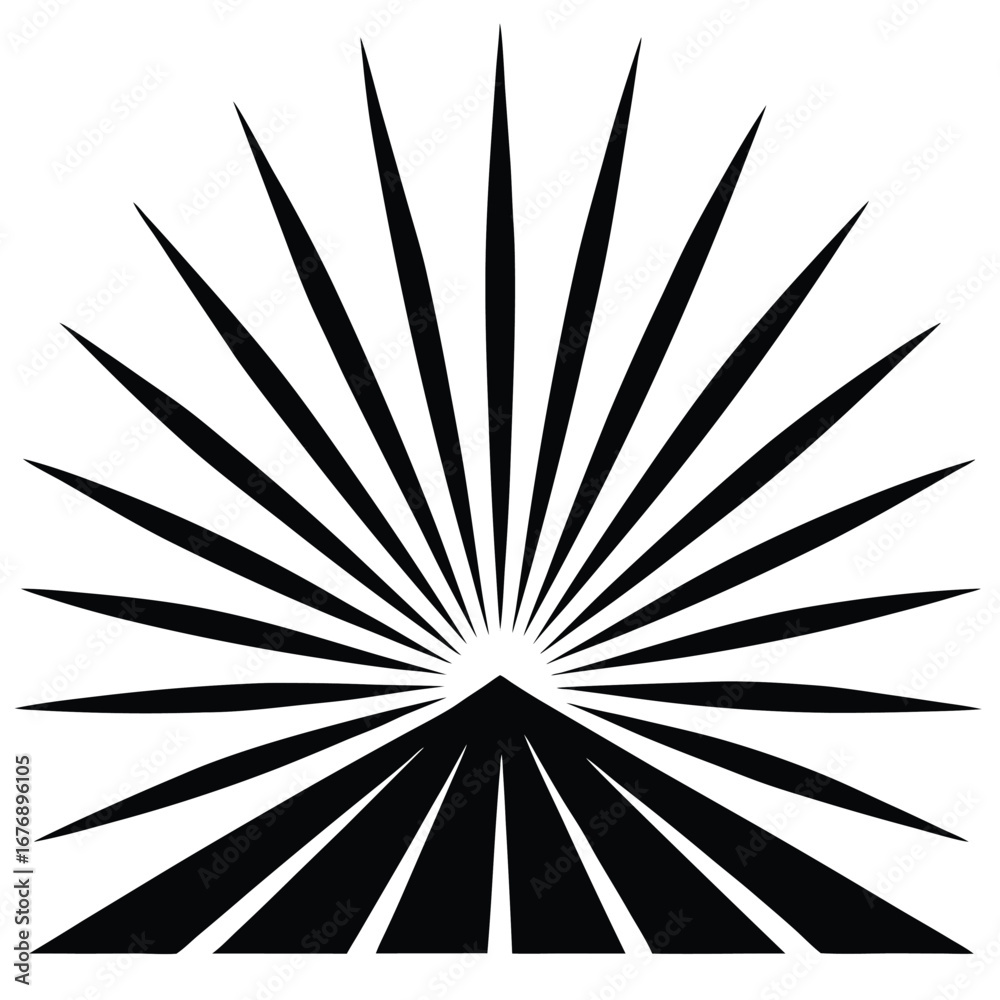 Obraz premium Black Radial Lines Emanating from Central Point, Forming Abstract Sunburst Pattern