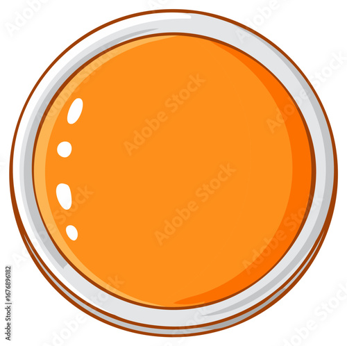 Cartoon Orange Liquid with White Rim and Light Dots for Illustration and Decoration Purposes