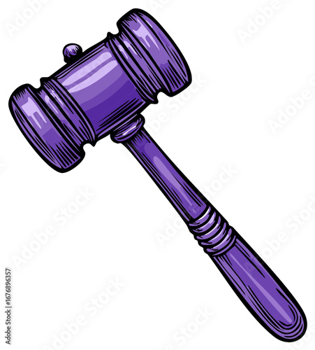 Illustration of a Purple Gavel Legal Symbol of Justice Court Order Judge's Hammer