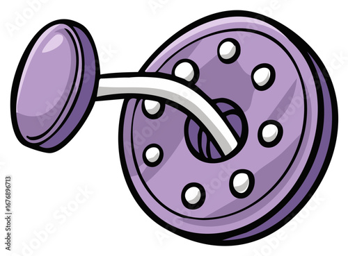 Fashionable Purple Cufflink Clothing Accessory Vector Cartoon Style